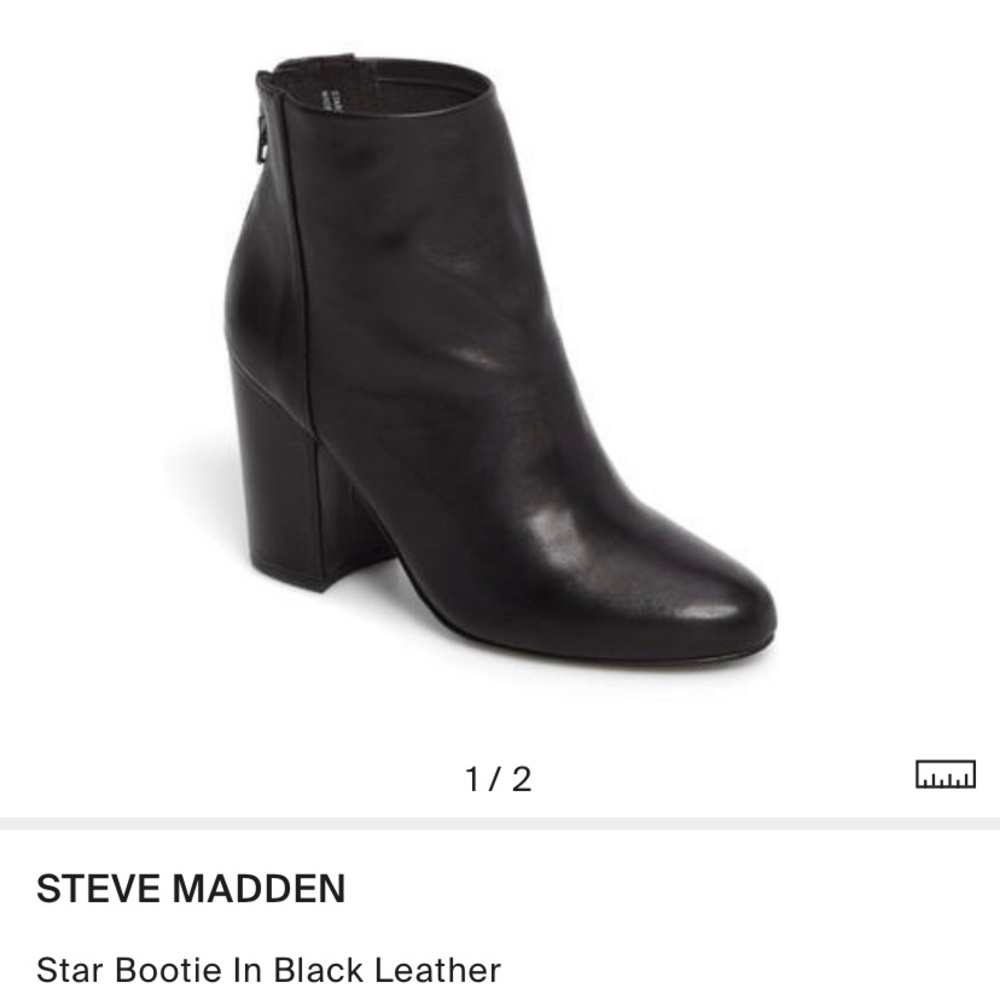 Steve Madden Black Leather Star Bootie - Picture 2 of 5